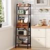 Furologee 5 Tier Ladder Shelf with Drawer, Tall Bookshelf Storage