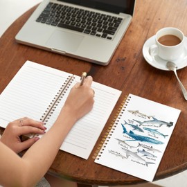 VIIJJUE Shark Marine Biology Gifts Notebook Journal, Species of Shark Ocean Journal for Note Taking, Ocean Beach Hardcover Spiral Notebook 5.5x8.3 Inch