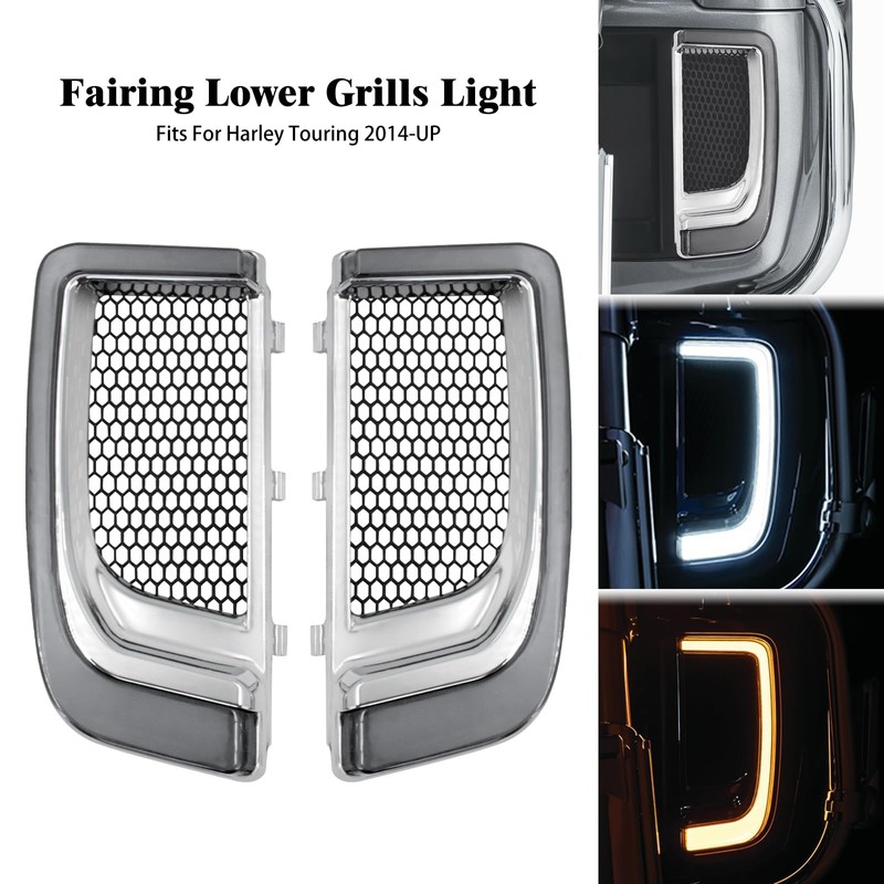 HDBUBALUS Engine Guard Lowers Grills Leg Fairing LED Turn Signal