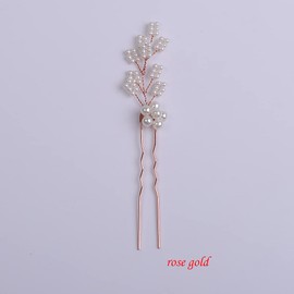 YERTTER 3Pcs Pearl Floral Bridal Hair Pins Wedding Decorative Clips Bun Accessories for Brides and Bridesmaids (Rose Gold)