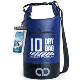 Lamicall Waterproof Dry Bag (10L/20L), Waterproof Bag with Included Waterproof Phone Pouch, Adjustable Strap, Drybag for Boat Swimming Canoe Fishing Rafting Snowboarding - Blue(10L)