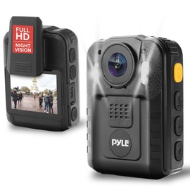 Pyle Police Security Video Body Camera | HD 2304 x 1296p Rechargeable Wireless Waterproof Wearable Law Enforcement Surveillance Camera | Includes Audio & Video Recording, Night Vision, Motion Detector