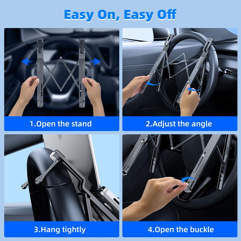 Angle Adjustable Car Steering Wheel Laptop Holder,Foldable Laptop Stand for