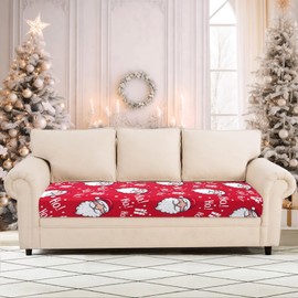 SearchI Stretch Christmas Sofa Couch Cushion Covers Replacement Chair Cushion Slipcovers Sofa Seat Cover Furniture Protector Sofa Slipcover Soft with Elastic Bottom(Large, Santa Claus)
