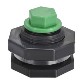 TOP-VIGOR 1 Set PVC Bulkhead Tank Adapter with Green Plug Fitting G3/4 Thread for Rain Buckets Water Tanks