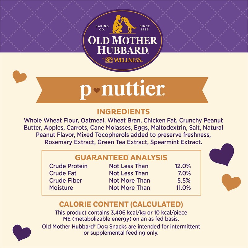 Old Mother Hubbard Wellness P-Nuttier Dog Biscuits, Natural, Training Treats,