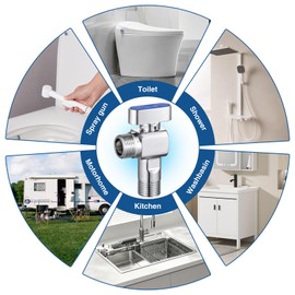 10 Packs x SUBMARINE 1/4 Turn Angle Stop Valve, Brass Shut Off Valve with 1/2'' Inlet and Outlet Caliber & 3/8'' Adapter, for Hot and Cold Water