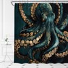 Octopus Shower Curtain Nautical Underwater Ocean Coastal Animals Adventure Wildlife