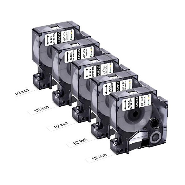 Freshworld 5-Pack Compatible 45013 Label Maker Tape Replacement for DYMO