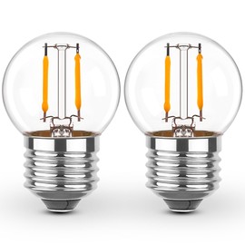 Grensk E26 Low Light Bulbs,1Watt G40 Edsion Small LED Light Bulbs Equal to 10w Incandescent,2700k Warm White for Bedside Lights, Wall Lights, Porch Lights, Courtyard Light Strings,230V,2Pcs