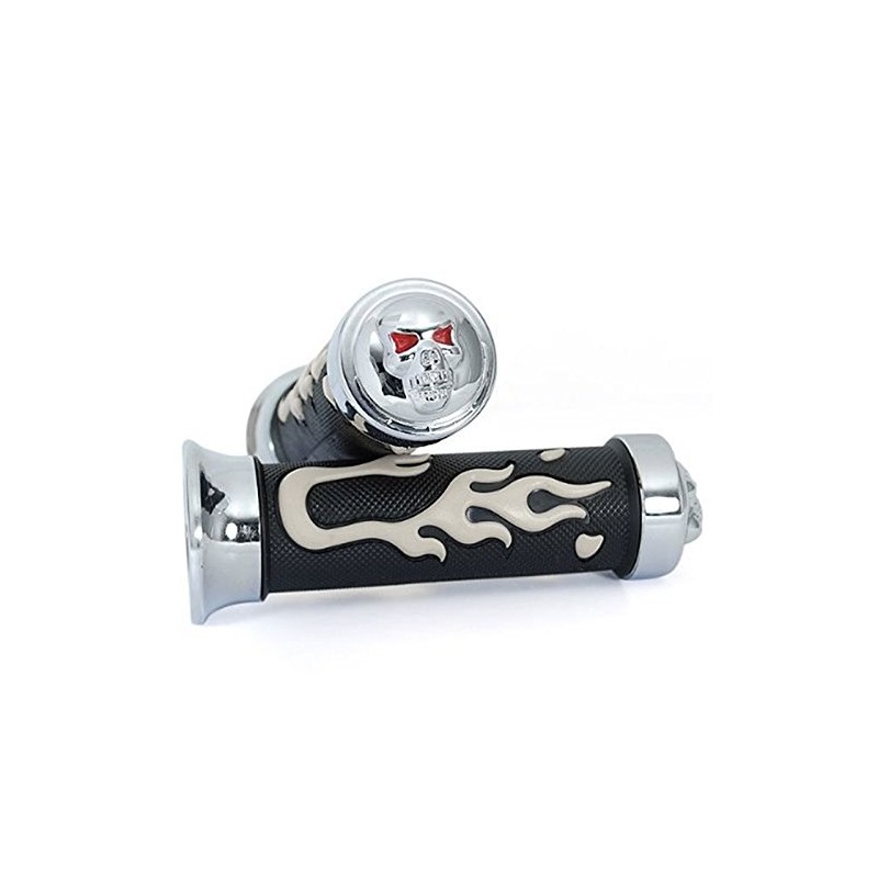 Szmsmy Skull Bike Grip 1.0 inch (25 mm) Plated Left