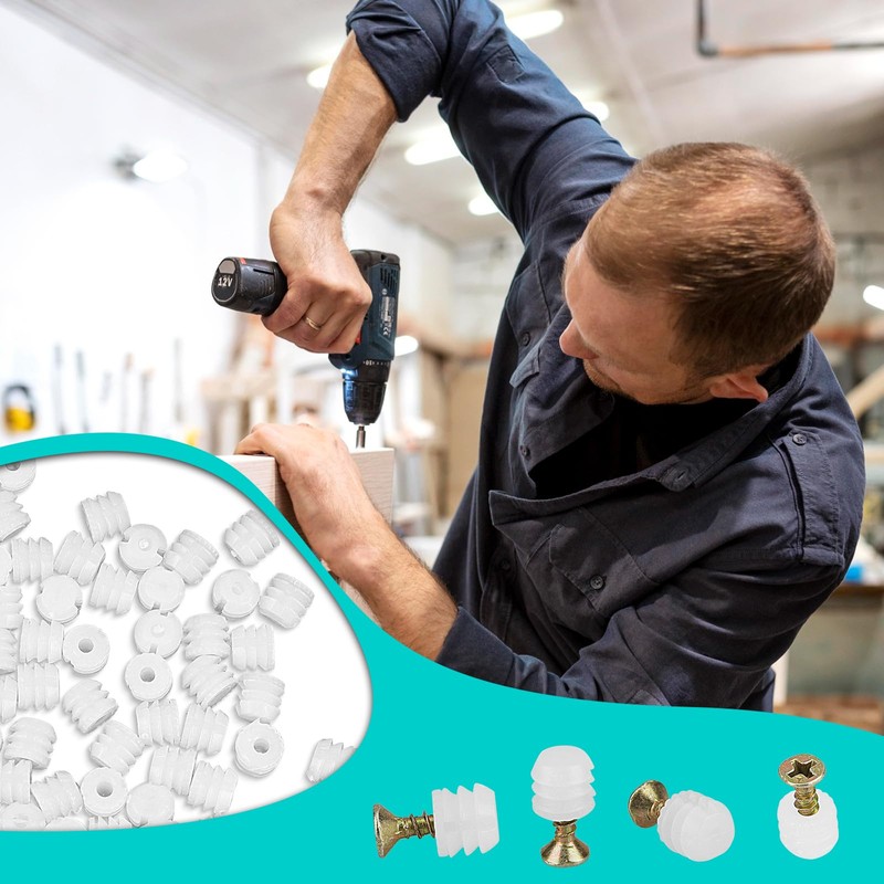100 PCS Hinge Expansion Dowels with Screws, Hinge Dowel Inserts