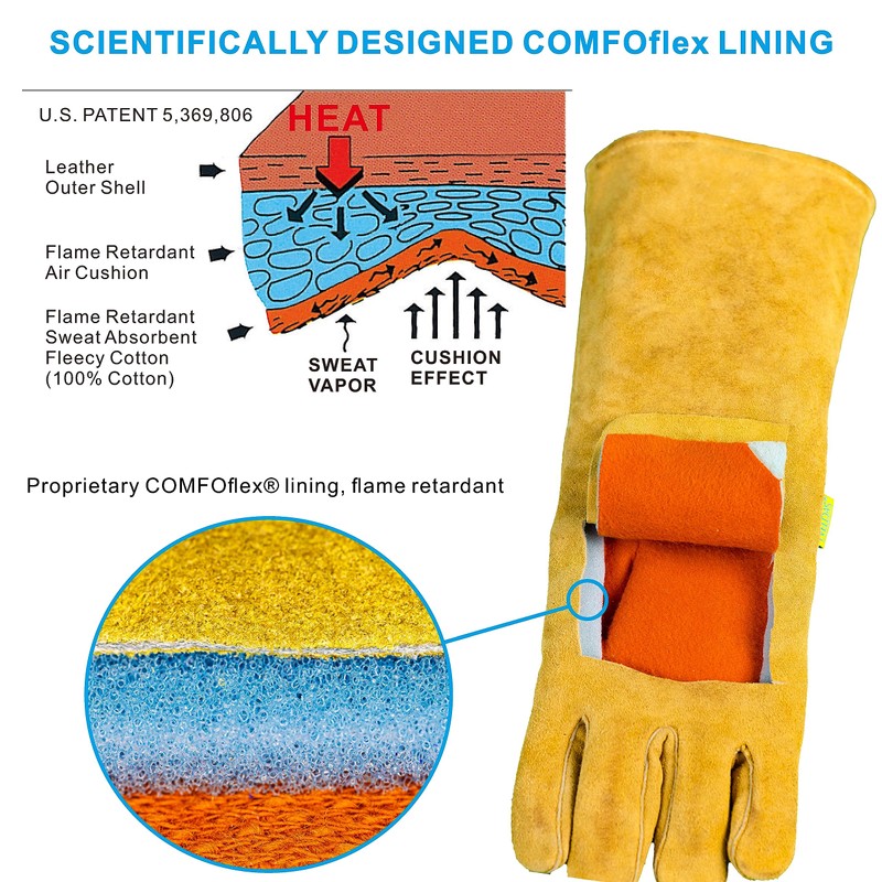 [COMFOFLEX] Weldas Premium Long Gauntlet General Purpose Welding Gloves, 10-2000L-18,