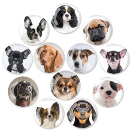 12Pcs Glass Fridge Decorative Magnets - Cute Dog Refrigerator Glass Magnets for Office Whiteboard and Household Cabinet Decoration, Strong Magnetic Power to Perfectly Hold Photos and Documents