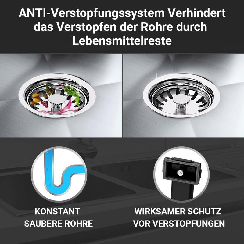 VIOKS Sink Drain Set with Space Creator Overflow Aquade F70