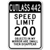 Oldsmobile Cutlass 442 Speed Limit Garage Sign, Metal Novelty Sign,
