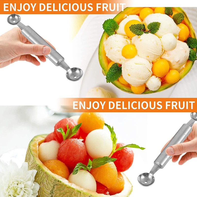 Melon Spoon Ice Cream Double Headed Stainless Steel Watermelon Baller