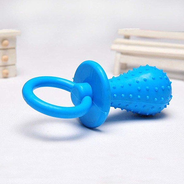 Kryoflare Dog Chew Toy, Blue Bell-Shaped Rubber Pacifier, Bite Resistant