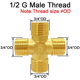 Joywayus Brass 1/2"G Male 4-Way Pipe Fitting Adapter Tube Coupler Connector Water Gas Oil