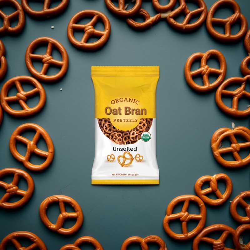 Organic Oat Bran Pretzels, Unsalted, 8 oz, USDA Organic, Kosher,