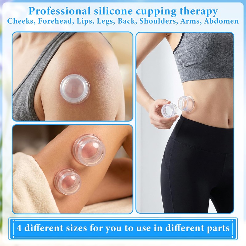 16 Pcs 4 Sizes Cupping Therapy Set, Silicone Cupping Massage