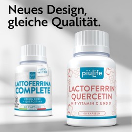 Lactoferrin 200 mg PiùLife with Quercetin + Vitamin C & D - 60 Capsules