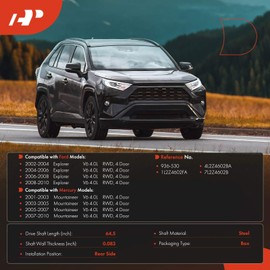 A-Premium 64.5" Rear Drive Shaft Prop Shaft Driveshaft Assembly Compatible with Ford Explorer 2002-2010 & Mercury Mountaineer 2001-2010, V6 4.0L, [4 Door, RWD], Replace# 1L2Z4602FA, 4L2Z4602BA