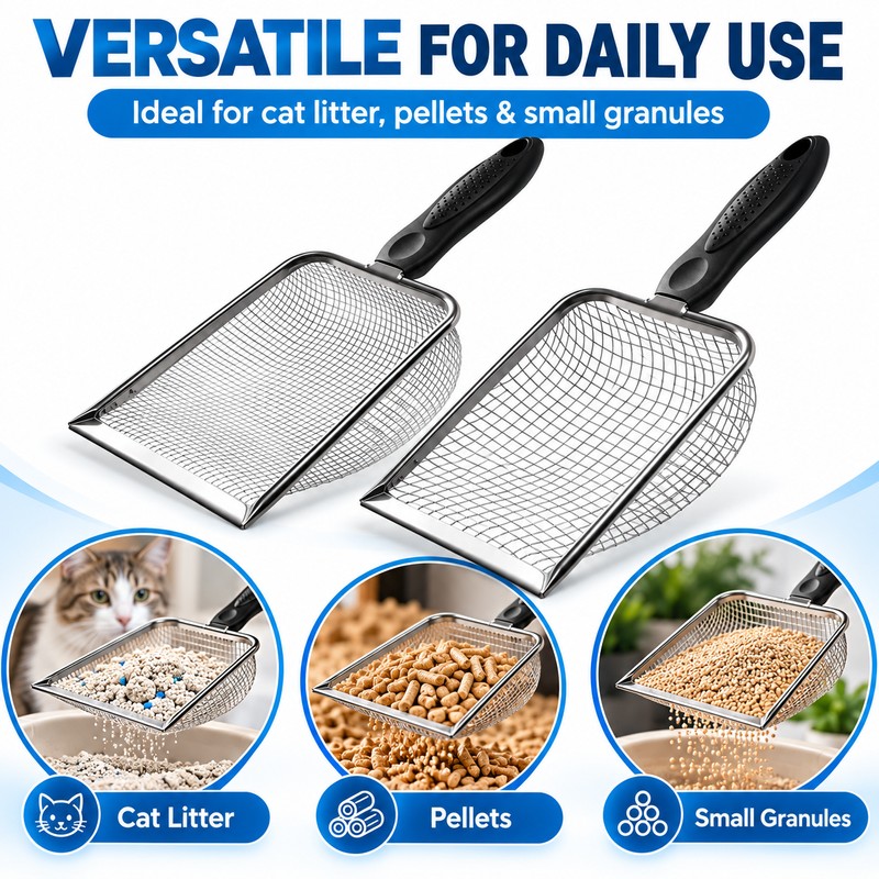 Stainless Steel Cat Litter Scoop Set for Easy Litter Box