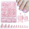 240Pcs White French Tip Press On Toenails Short Square Fake