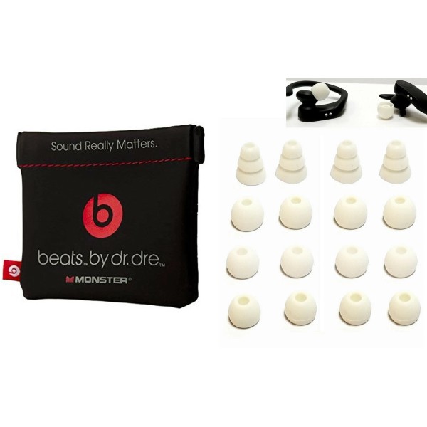 16 WHITE Earbuds Gels for Powerbeats-PRO with NON-charging Carrying Pouch.
