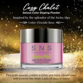SNS Nail Dip Powder, Gelous Color Dipping Powder - Fireside Rose (Purple, Mauve, Cream) - Long-Lasting Dip Nail Color Lasts 14 Days – Low-Odor & No UV Lamp Required - 1 oz