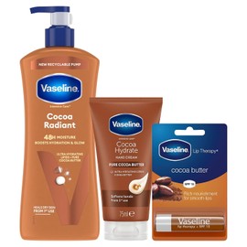 Vaseline Cocoa Radiant Bundle Lotion 600ml Hand 75ml Lip 4g