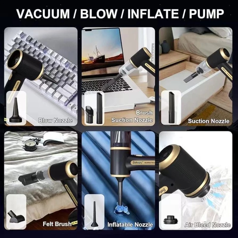 Bebuy 4 in1 Handheld Car Vacuum 23000Pa Cordless with 2