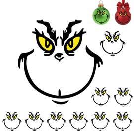 Christmas Decorations Stickers for Ornaments, Christmas Decoration Decals, Christmas Vinyl Stickers, DIY Face Stickers for The Home, Christmas Balls, Party Supplies, Waterproof Stic (2*2 in-12 packs)