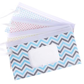 4 Pack Reusable Wipes Pouch Portable Wipes Dispenser Refillable Wipes Container Lightweight Travel Wipes Case Baby Wipes Holder for Diaper Bag