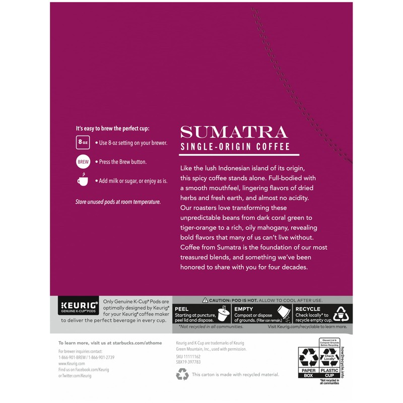 Starbucks Sumatra Coffee K-Cups