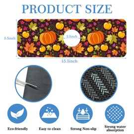 Sink Faucet Mat Splash Guard Autumn Leave Pumpkin Berries Apple Pear Faucet Mat for Kitchen Sink,Soft Diatom Mud Non-Slip Mat for Kitchen Faucet Mat,Sink Faucet Mat,Bathroom Faucet Mat 15.5"X5.5"