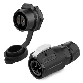 CNLINKO LP-16 Industrial Waterproof Connector IP68 Circular Connector Quick Plugging Aviation Connector PBT Plastic Shell Connector Fast Release Connector M16 2-9 Pin Threaded Socket (2 Pin)