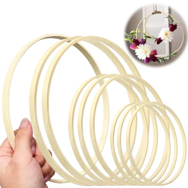 UTEFIF Set of 9 Rings for Dream Catchers, Wooden Rings for Crafts, Hoops Wreath Rings Set for Macrame, DIY Dream Catcher, Flower Wreath Door Wreath and Wall Hanging, Window Decoration (15/20/26 cm)