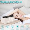 Andoolex Wooden Digital Alarm Clock with Wireless Charging, 0-100% Adjustable