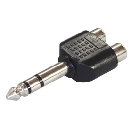 Fuji Part 2 RCA / Pin Plugs (Red and White) to 6.3mm Stereo Standard Plug Converter Adapter AD-617