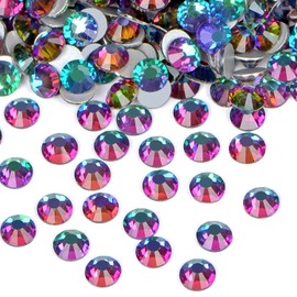 2880PCS Art Nail Rhinestones Non Hotfix Glue Fix Round Crystals Glass Flatback for DIY Jewelry Making with one Picking Pen (ss8 2880pcs, Green Volcanic)