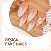 24Pcs White Flower Press on Nails Medium Length Almond Fake