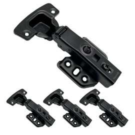 JinBoCheng 4 Pack Soft Close Cabinet Hinges，Black Hinges 100 Degree Full Overlay Door Hinge, for 16-22mm Frameless Cabinets, Stainless Steel Nickel Plated Finish