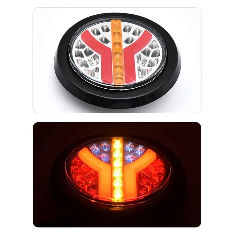 ZENWORYS 2Pcs 12V 24V LED Round Car Rear Tail Light