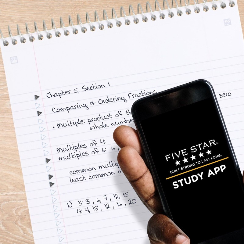 Five Star Top Spiral Notebook + Study App, 1 Subject,