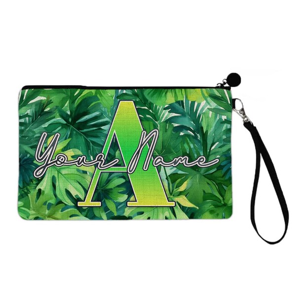Bleu Reign Linen Personalized Cosmetic Makeup Bag Custom Name Nature
