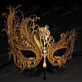 Beyond Masquerade Masquerade Mask for Women | Elegant Swan Masquerade Mask Gold M7139