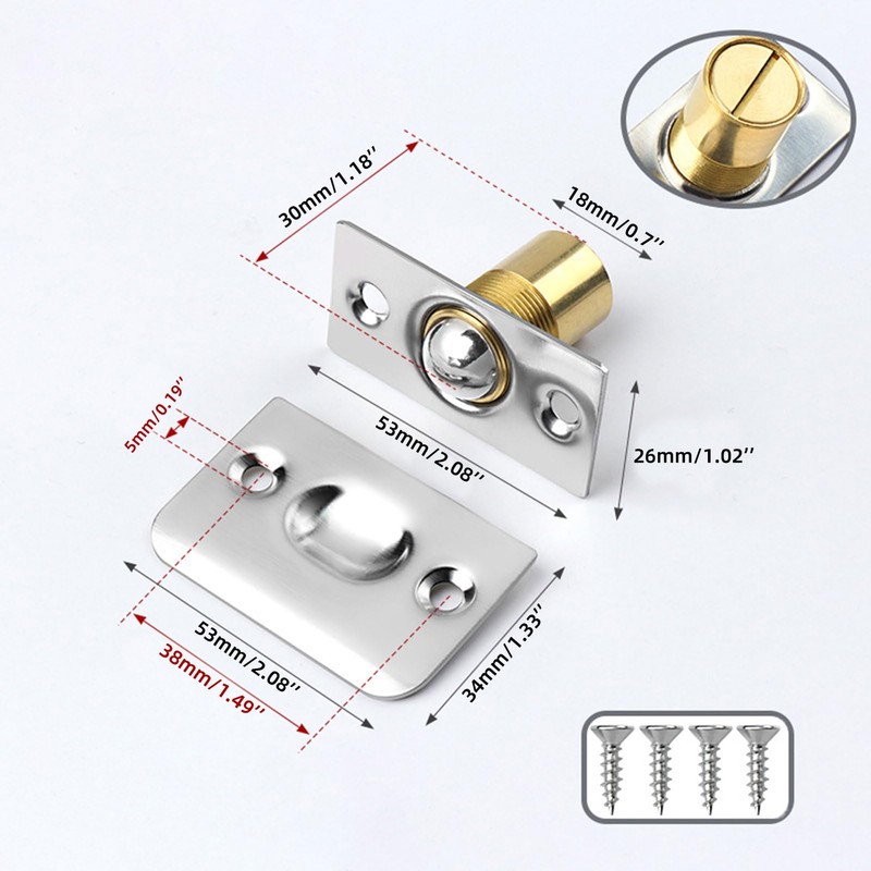 4 Pcs Ball Catch for Top of Door (with Spring)