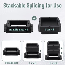 BTSD-home Adjustable Bed Risers 1 or 2 Inch Heavy Duty 8 Pack Furniture Risers Dorm Bed Risers Table Desks Legs Extenders Blocks Black